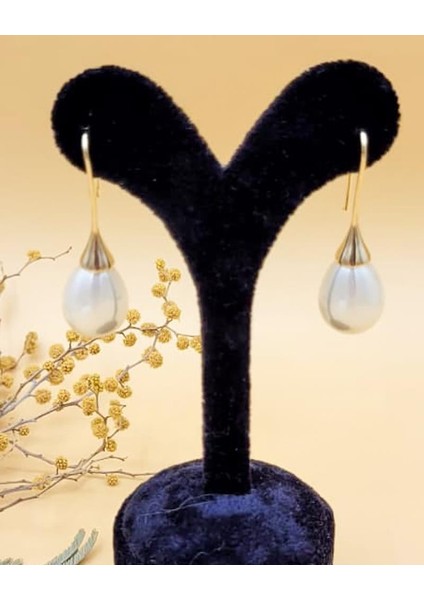 Ekru Uzun Damla Gold Küpe fiyatları