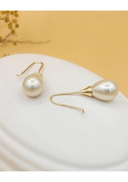 Ekru Uzun Damla Gold Küpe fırsatları