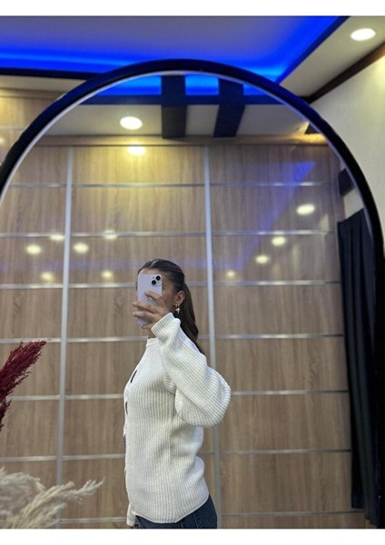 Kız Çocuk Renkli Nakış Detaylı Pembe-Ekru Oversize Triko Kazak fırsatları