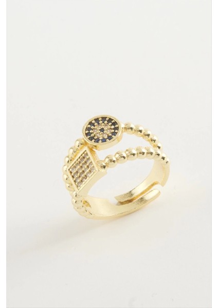 Kare Nazar Taşlı Yüzük