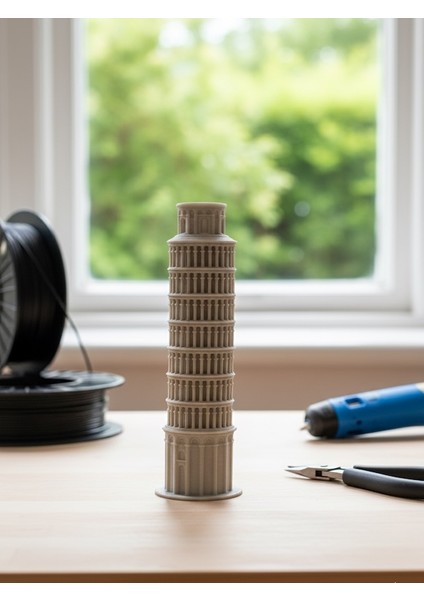 3D Baskı Pisa Kulesi Maketi – Dıy - Boyasız Dekoratif Masaüstü Biblo | 17 cm – Mimari Miniature Model – Beyaz fiyatları