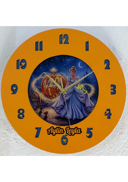 Kişiye Özel Külkedisi Kabak Arabalı Çocuk Odası Duvar Saati | Epoksi Dolgulu | 35 cm