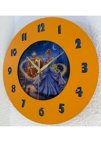 Kişiye Özel Külkedisi Kabak Arabalı Çocuk Odası Duvar Saati | Epoksi Dolgulu | 35 cm modelleri