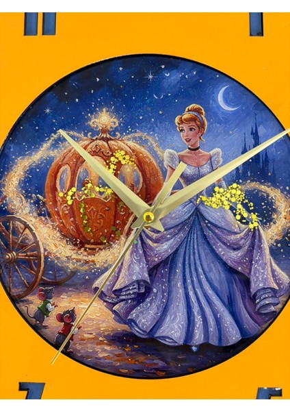 Kişiye Özel Külkedisi Kabak Arabalı Çocuk Odası Duvar Saati | Epoksi Dolgulu | 35 cm