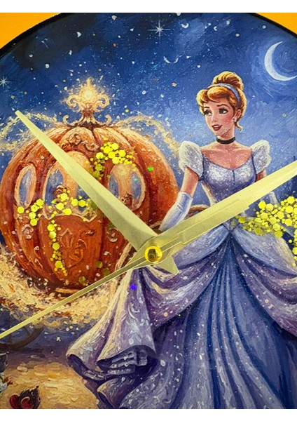 Kişiye Özel Külkedisi Kabak Arabalı Çocuk Odası Duvar Saati | Epoksi Dolgulu | 35 cm