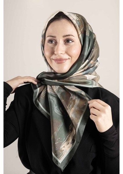 Dijital Kristal Desenli Eşarp 95x95 – Pastel Desen-3