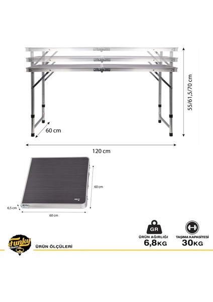 Taburesiz Katlanabilir Piknik Masası Teleskopik Ayaklı - Füme fırsatları