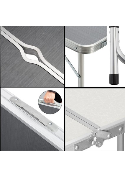 Taburesiz Katlanabilir Piknik Masası Teleskopik Ayaklı - Füme