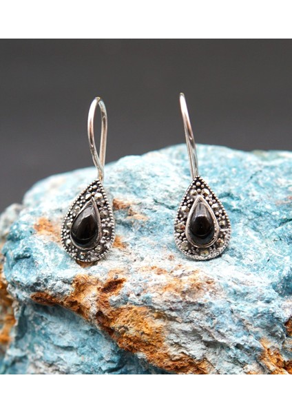 925 Ayar Gümüş Oltu Taşı Kadın Küpe SKÜ00024 fiyatları