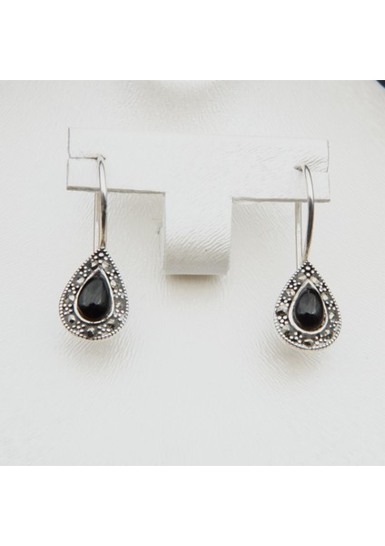 925 Ayar Gümüş Oltu Taşı Kadın Küpe SKÜ00024 fırsatları