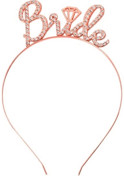 Rose Gold Renkli Taşlı “bride” Gelin Tacı modelleri