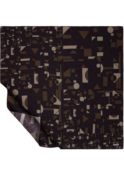 Ipekevi Mozaik Desenli Tivil Ipek Eşarp Incir Moru