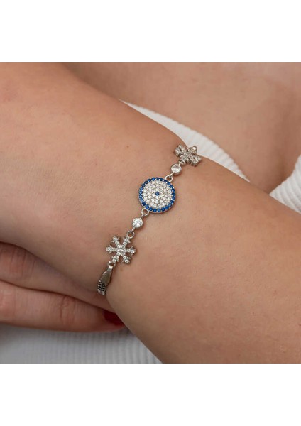 Gümüş Nazarlı Kar Tanesi Kadın Bileklik fırsatları