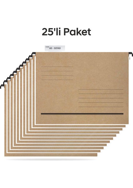 kart ASD2003 Plastik Çubuklu Askılı Telli Dosya 25' Li Paket