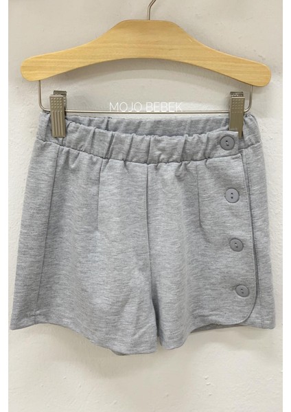 Kız Çocuk Düğme Detaylı Penye Şort 2003 Gri fırsatları