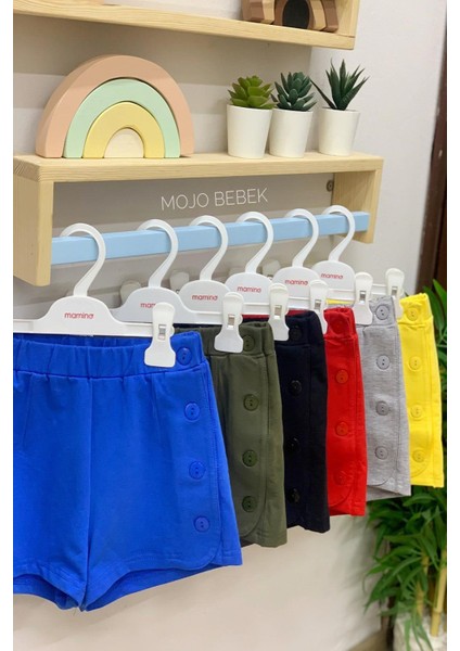 Kız Çocuk Düğme Detaylı Penye Şort 2003 Gri