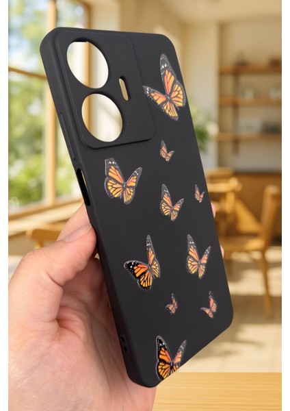 Realme C55 Uyumlu Turuncu Kelebek Desenli Silikon Darbe Emici Klasik Korumalı Rubber Kılıf modelleri