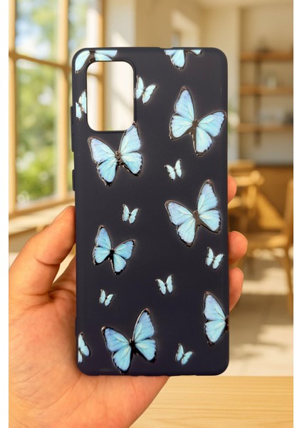 Samsung Galaxy A51 Uyumlu Mavi Kelebek Desenli Silikon Darbe Emici Klasik Korumalı Rubber Kılıf fiyatları