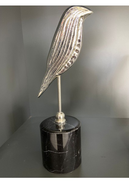 Mermer Kaideli 2’li Metal Dekoratif Kuş Seti 45CM - 30CM Gümüş Renk Döküm Dekor fırsatları