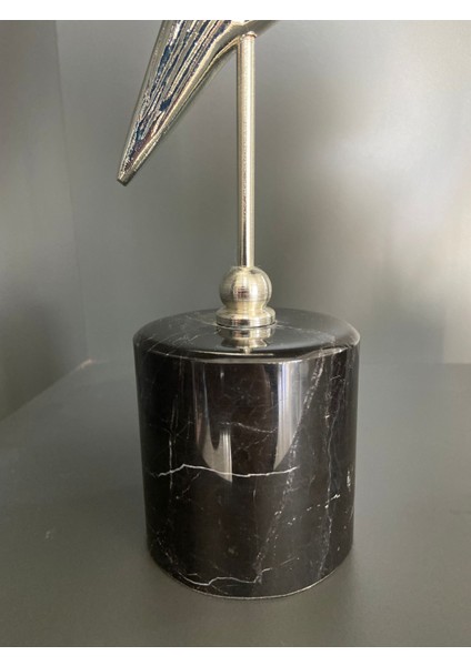 Mermer Kaideli 2’li Metal Dekoratif Kuş Seti 45CM - 30CM Gümüş Renk Döküm Dekor indirimleri