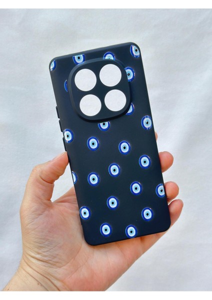 Xiaomi Redmi Note 14 Pro 5g Nazar Boncuk Desenli Silikon Darbe Emici Klasik Korumalı Rubber Kılıf