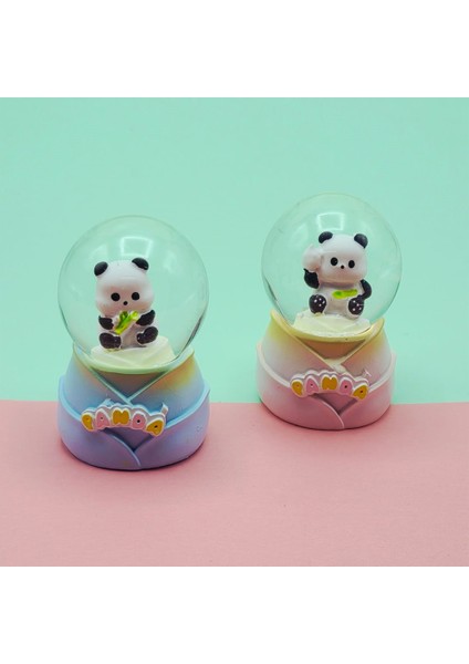 Büro Ev Ofis Dekoru Için Tekli Işıklı Mini Panda Tasarım Kar Küresi