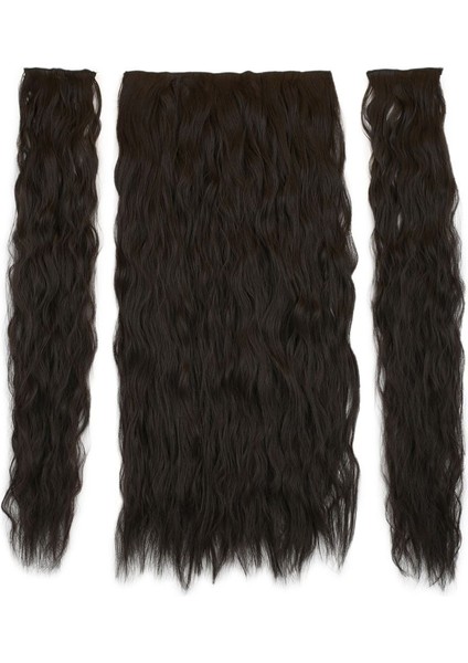 Fiber Sentetik Kabarık Dalgalı Yarım Ay + 2 Yan Çıt Çıt / Kahverengi modelleri