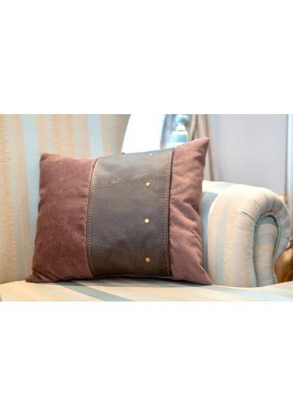 Coco Brown 2 Kadife ve Deri Kırlent