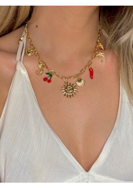 316L Çelik Charmlı Sallantılı Kolye