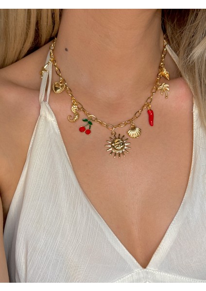 316L Çelik Charmlı Sallantılı Kolye modelleri