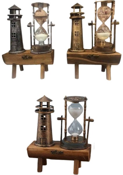 Hediyelik Eşya Retro Deniz Fenerli Kum Saati Ahşap Görünümlü Dekoratif Eşya - M087R725-K9908 modelleri