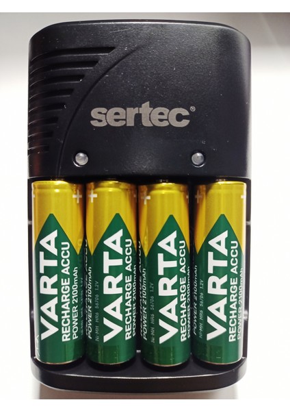 Promo Paket Varta 4 Adet Şarjlı 2600MAH Aa Kalem Pil +Sertec STC-9V Aa-Aaa Otomatik-Hızlı Pil Şarj Cihazı