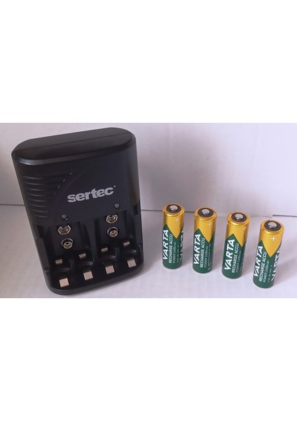 Promo Paket 4 Adet Şarjlı 2600MAH Aa Kalem Pil +Sertec STC-9V Aa-Aaa Otomatik-Hızlı Pil Şarj Cihazı fırsatları