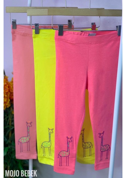 Kız Çocuk 1-8 Yaş Zürafa Baskılı Tayt 9224 Fuşya fırsatları