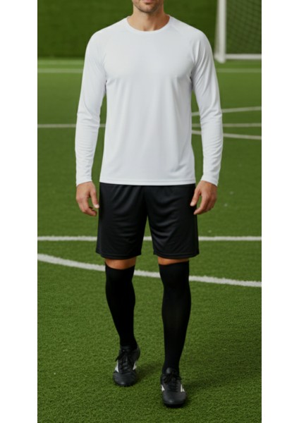 Erkek Micro Polyester Uzun Kollu Futbol Içlik - Beyaz
