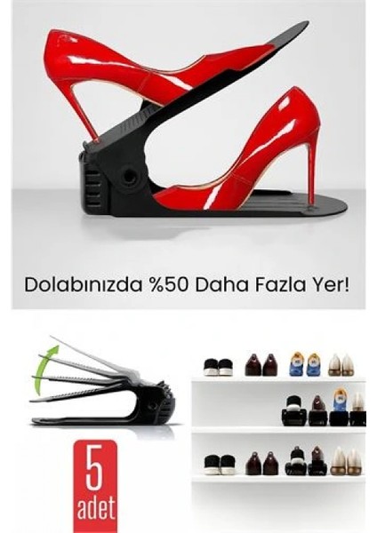 5’li Ayakkabı Düzenleyici Set – Çift Katlı Tasarım | Dolap İçi Alan Tasarrufu | Ayarlanabilir Yükseklik fiyatları