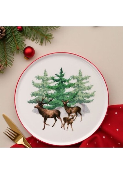 Yılbaşı Servis Tabağı Deer 27 cm 6lı Set
