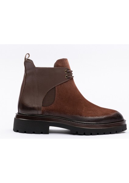 Erkek Kalın Tabanlı Bot 2 Bağlı Kahve Nubuk Deri fiyatları