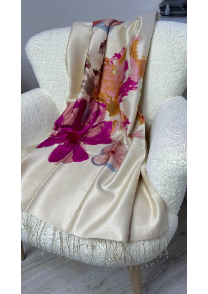 Akşam Sefası Desenli İpek Şal Bej fiyatları