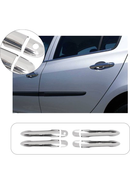 Renault Clio 3 HB Uyumlu 2006-2011 Krom Kapı Kolu 4 Kapı Paslanmaz Çelik