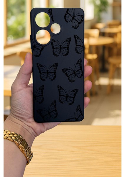 Infinix Hot 30 - Siyah Kelebek Desenli Silikon Darbe Emici Klasik Korumalı Rubber Kılıf fiyatları