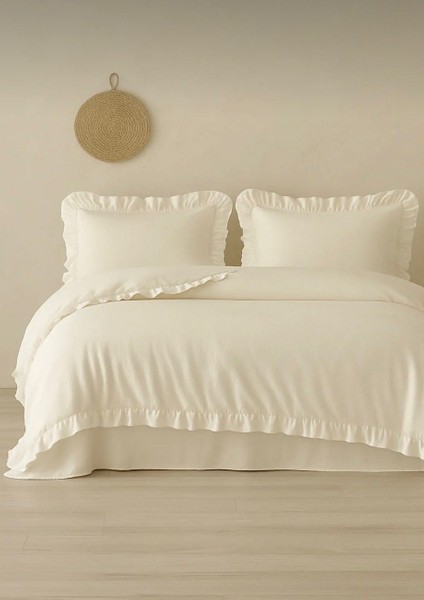 Çift Kişilik Nevresim Seti Organik %100 Pamuk Fırfırlı