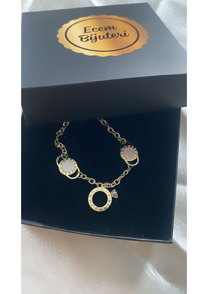 Çelik Altın Kaplama Figürlü Bileklik