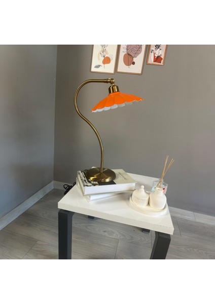 Risso Turuncu Masa Lambası Dekoratif Abajur Çocuk Odası Başucu Lambası Okuma Lambası