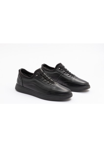 Erkek Siyah Deri Casual Günlük Ayakkabı