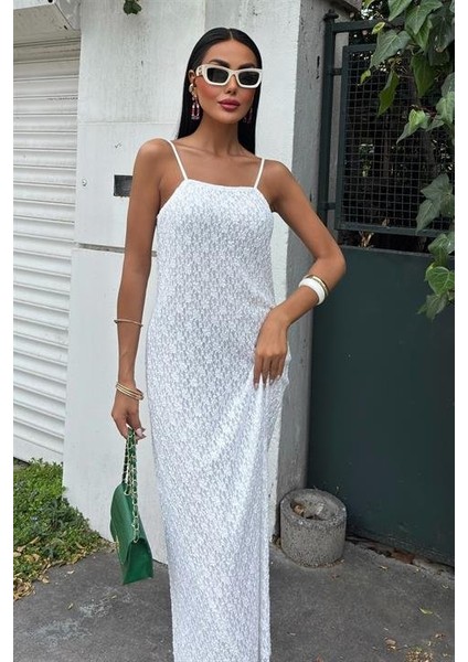 Askıları Ayarlanabilir Örme Dantel Elbise 2879