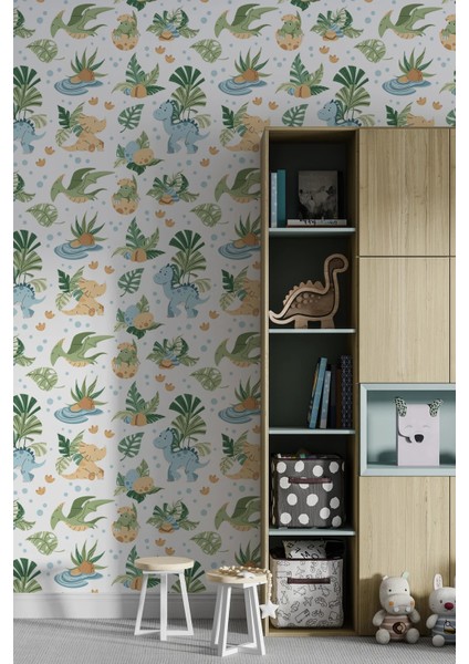 Çocuk Odası Dinazor Temalı Tek Parça Duvar Kağıdı -Isı ve Ses Yalıtımı Yırtılmaz fiyatları
