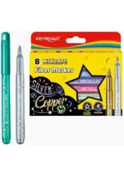 8’li Metalik Fosforlu Kalem Seti – Parlak ve Canlı Renkler modelleri