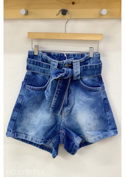 Kız Çocuk Yüksek Bel Kemerli Kot Şort 311 Kot Mavi fırsatları
