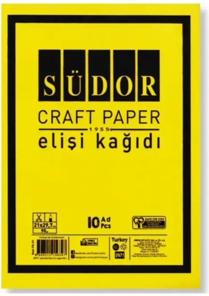Südor Elişi Kağıdı 10’lu Paket A4 21X29,7 cm Renkli